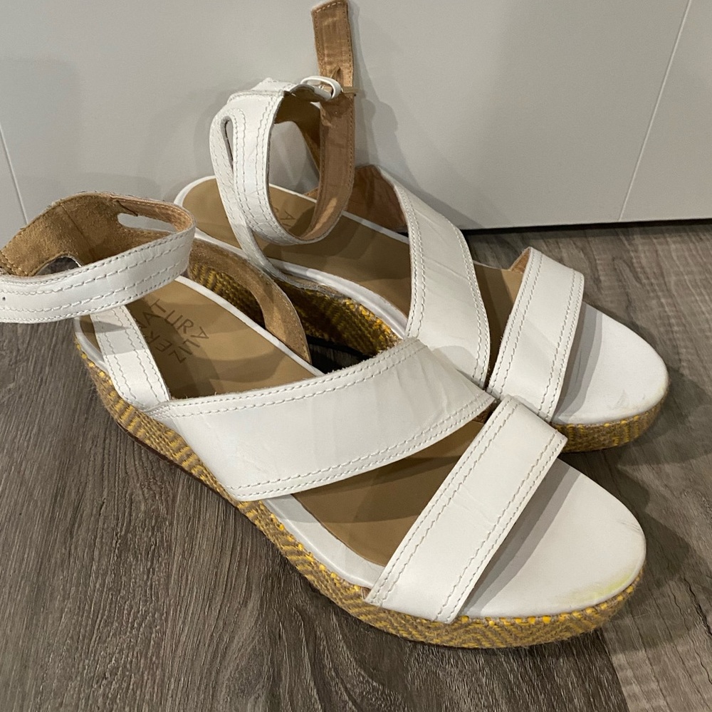 Naturalizer White Wedge Sandals